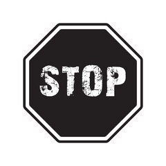 Stop and Warning Sign Icon vector isolated on white background. Traffic sign stop. Stop silhouette icon sign. Vector illustration.
