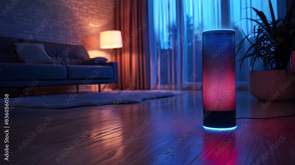 Poster smart home automation system controlling lighting temperature and security with voice commands