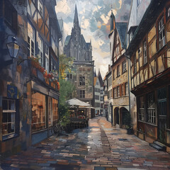 narrow street in the city of aachen