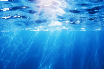 Processed collage of blue water material texture in sunlight. Background for banner, backdrop