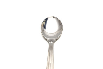 Metal large spoon in white background