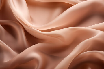 Fototapeta premium Processed collage of smooth wavy beige light brown satin silk cloth fabric texture. Background