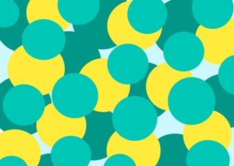 background polka dots, yellow green turquoise balls