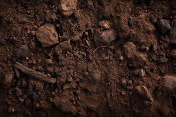 Processed collage of underground brown soil layer material texture. Background for banner