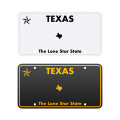 License plate of Texas. Car number plate. Vector stock illustration