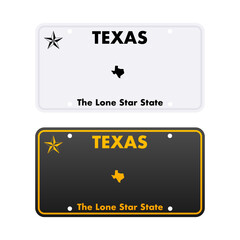License plate of Texas. Car number plate. Vector stock illustration