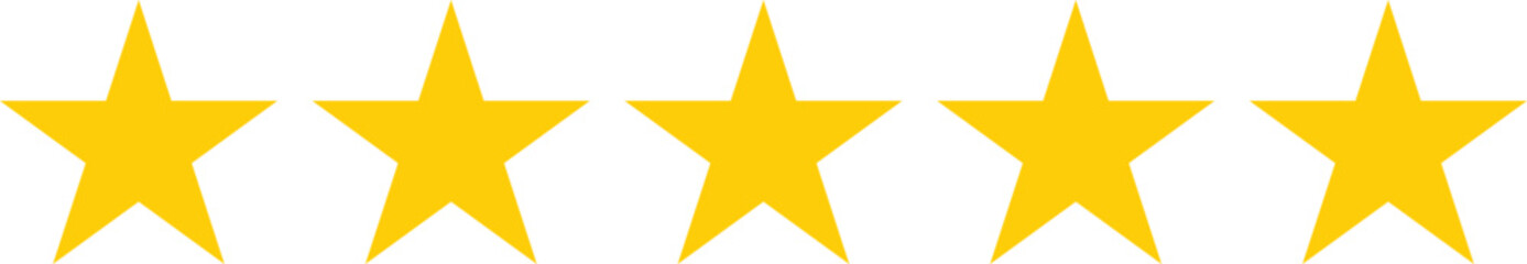 Five stars customer product rating review flat icon for apps and websites