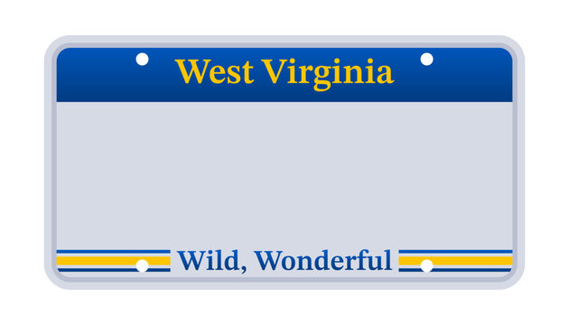 License plate of West Virginia. Car number plate. Vector stock illustration