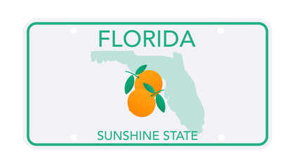 License plate of Florida. Car number plate. Vector stock illustration