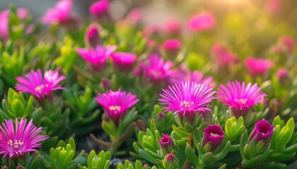 Obraz premium Heartleaf Ice Plant: A Stunning Display of Aptinia cordifolia Sunrose Blooms