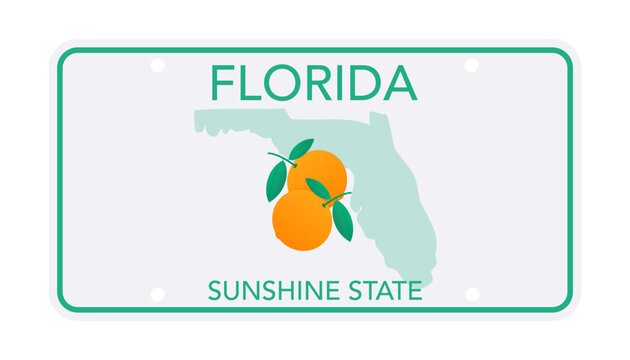 License plate of Florida. Car number plate. Vector stock illustration