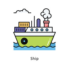 Obraz premium Ship filled outline Design illustration. Symbol on White background EPS 10 File 