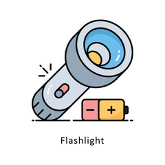 Flashlight outline filledDesign illustration. Symbol on White background EPS 10 File