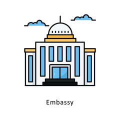 Fototapeta premium Embassy outline filledDesign illustration. Symbol on White background EPS 10 File