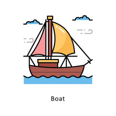 Boat outline filledDesign illustration. Symbol on White background EPS 10 File