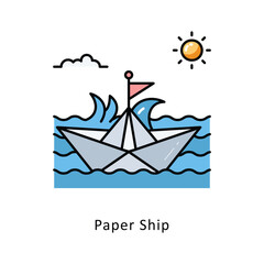 Paper Ship outline filledDesign illustration. Symbol on White background EPS 10 File 