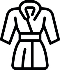 Simple black outline icon of a cozy bathrobe on a white background