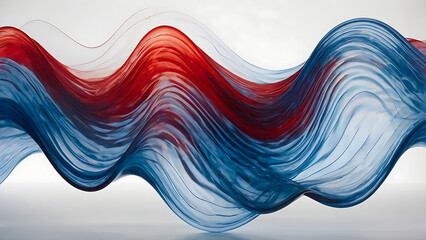 Blue and Red Motion Energy Wave on White Background - Dynamic Abstract Design