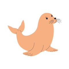 Fur seal, cute character, children's illustration isolated on white background. Vector. Design element, sticker.