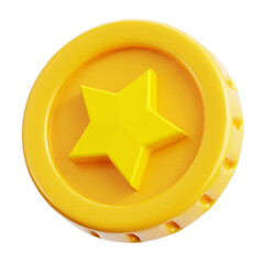 gold coin with star inside for game mone currency 3d icon assets illustration render design