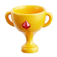gold trophy with diamond crystal gemstone for game award winner game ui assets 3d icon illustration render design