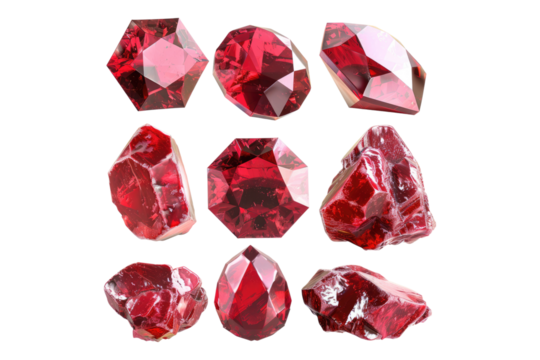 Set of Ruby gem isolated on transparent background