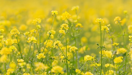 Fototapeta premium Summer Splendor: The Bright Yellow Wildflowers of Winter Cress and Barbarea