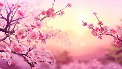 Fototapeta premium Sakura Splendor: A Stunning Display of Japanese Cherry Blossoms in Full Bloom