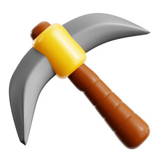mining axe for in game gold treasure resource loot 3d icon illustration render design