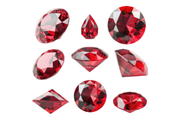 Set of Ruby gem isolated on transparent background