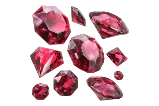 Set of Ruby gem isolated on transparent background - Powered by Adobe