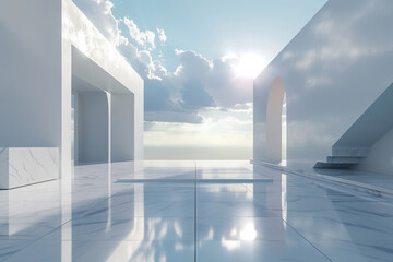 Concrete outdoor square building,Empty architectural background.
