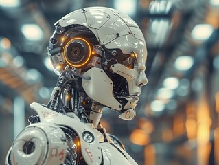 Fototapeta premium Illustration of Applying AI and ML algorithms to analyze data and optimize industrial processes, improve quality control, and enhance production efficiency. Ai Generate.