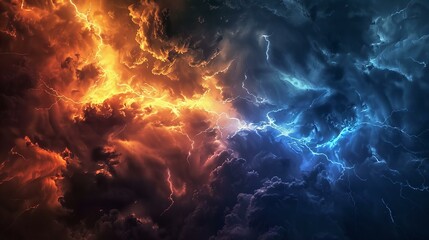 Fototapeta premium Capture the dynamic energy of abstract weather phenomena with vibrant colors and flowing forms, portraying nature's power and beauty in an artistic way.
