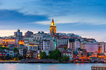 Galata tower at night in Istanbul. Istanbul night city