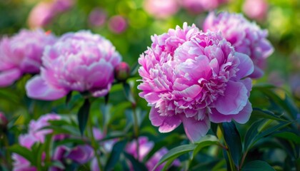 Summer Serenity: Captivating Pink Peonies in Full Bloom