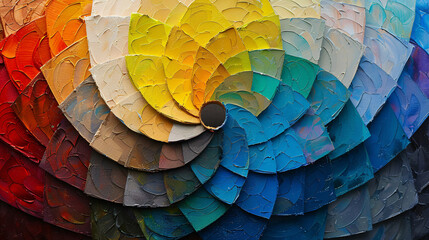 Fototapeta premium Set of colors and tones arranged in a circle, demonstrating color mixing and contrast