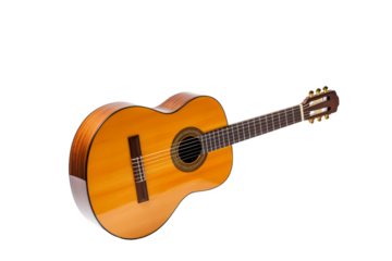 High-quality classical guitar with wooden construction, featuring six nylon strings, perfect for musicians and music enthusiasts.