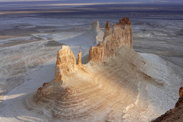 Unique desert landscapes of the Ustyurt plateau were taken under protection in the second half of...
