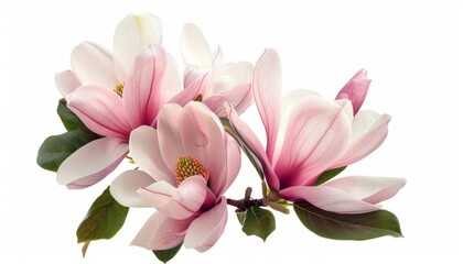 Fototapeta premium Serenity in Bloom: Stunning Magnolia Bouquet on White Background