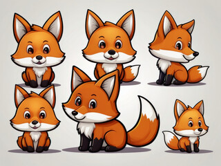 3d Illustration of a red fox logo with a smile , llustration of a  Cute cartoon  fox ,cute fox head vector design , fox logo , red fox head design,	