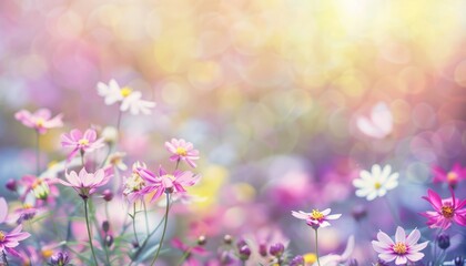 Pastel Floral Bliss: A Dreamy Border in Soft Focus
