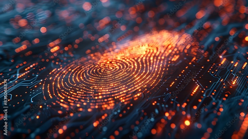 Poster biometric fingerprint scanning for secure digital access and identity verification