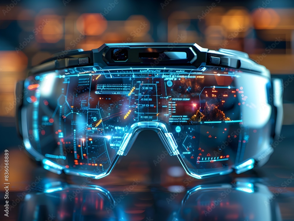 Poster sleek futuristic smart glasses with augmented reality display cutting edge technology concept for in
