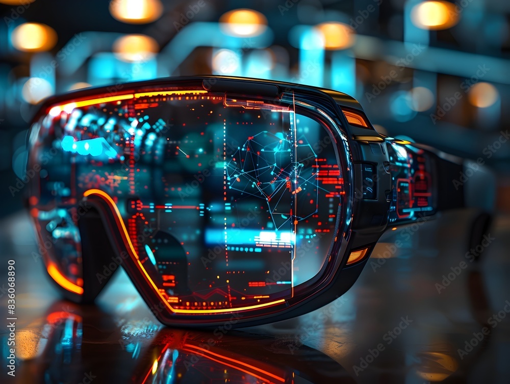 Poster sleek and advanced futuristic smart glasses with augmented reality display technology concept with d