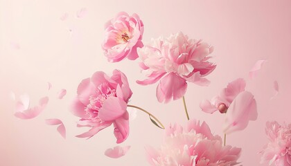 Pink Petal Ballet: A Study of Beautiful Peony Flowers in Flight -- AR 7:4