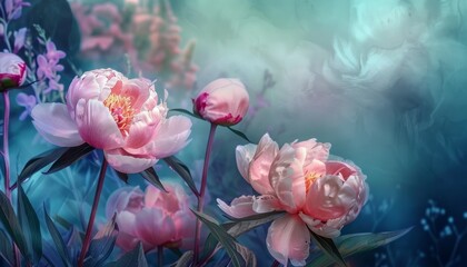 Vibrant Peony Blossoms: A Stunning Display of Color and Beauty