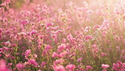 Obraz premium Blissful Beauty: A Pink Flower Field and its Natural Backdrop