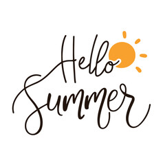 Hello Summer T Shirt Design Isolated on White Background