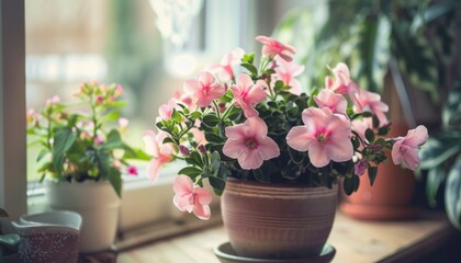 Pink Perfection: A Stunning Display of Flowers in a Pot